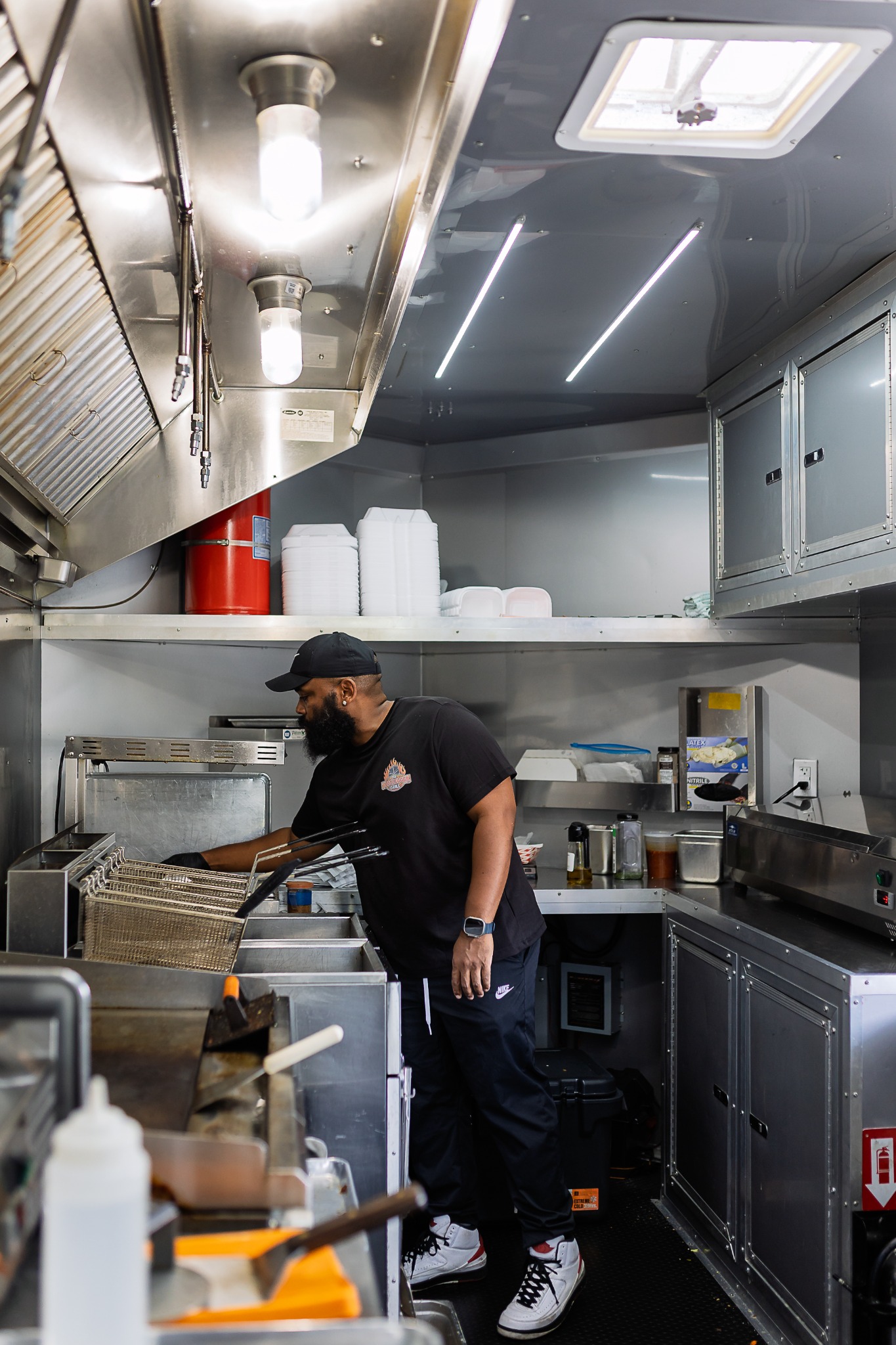 Inside the food truck