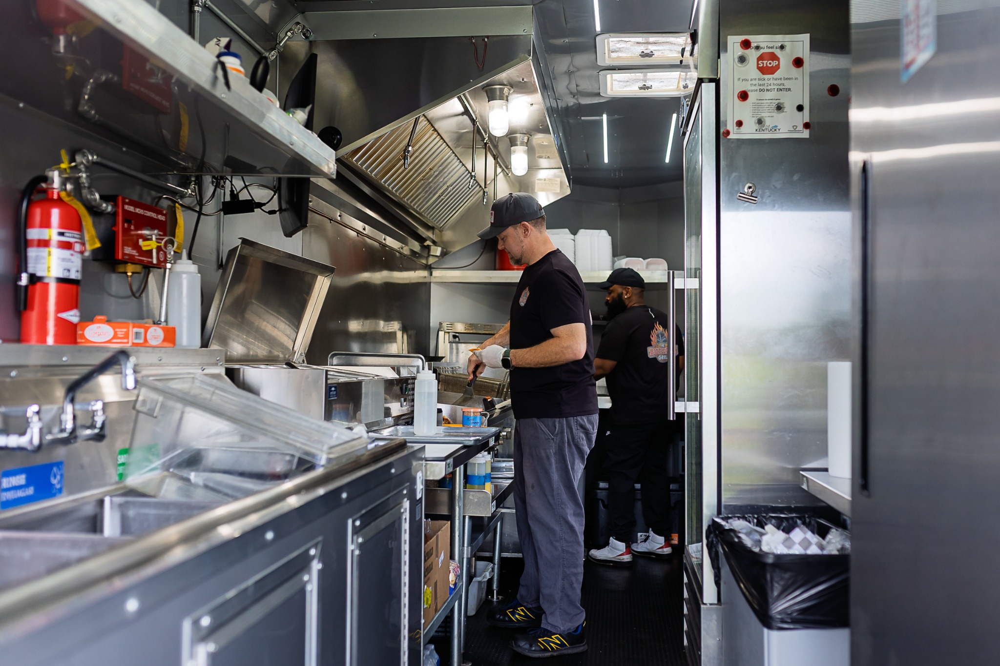Cooking inside The Bootlegger Grill